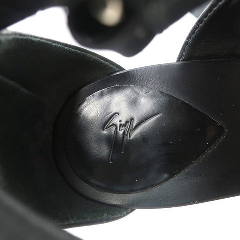 Giuseppe Zanotti Crystal-Embellished Crisscross Sandals Black Leather Size 38