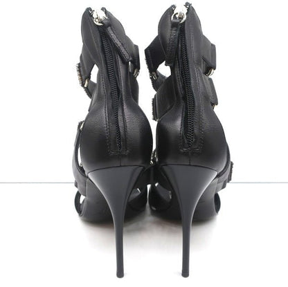 Giuseppe Zanotti Crystal-Embellished Crisscross Sandals Black Leather Size 38