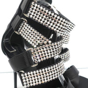 Giuseppe Zanotti Crystal-Embellished Crisscross Sandals Black Leather Size 38