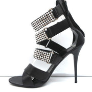 Giuseppe Zanotti Crystal-Embellished Crisscross Sandals Black Leather Size 38