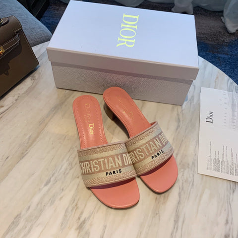 Pink D I O R slides (2 Heel Options)
