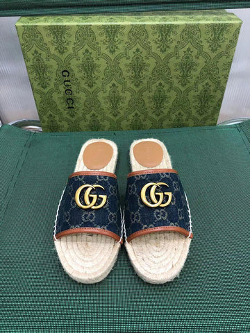 G Slides - Wheat [Denim/Gold Buckle]