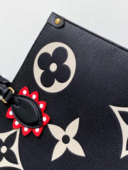retro flowet black handbag