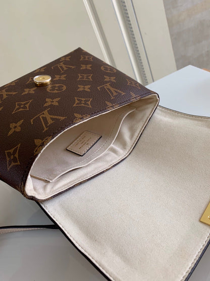 lock handbag white and brown