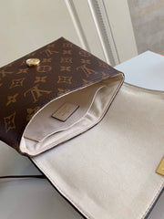 lock handbag white and brown