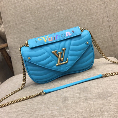 blue color handbag
