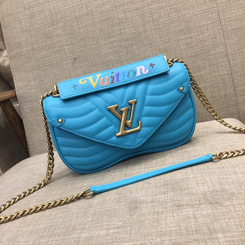 blue color handbag
