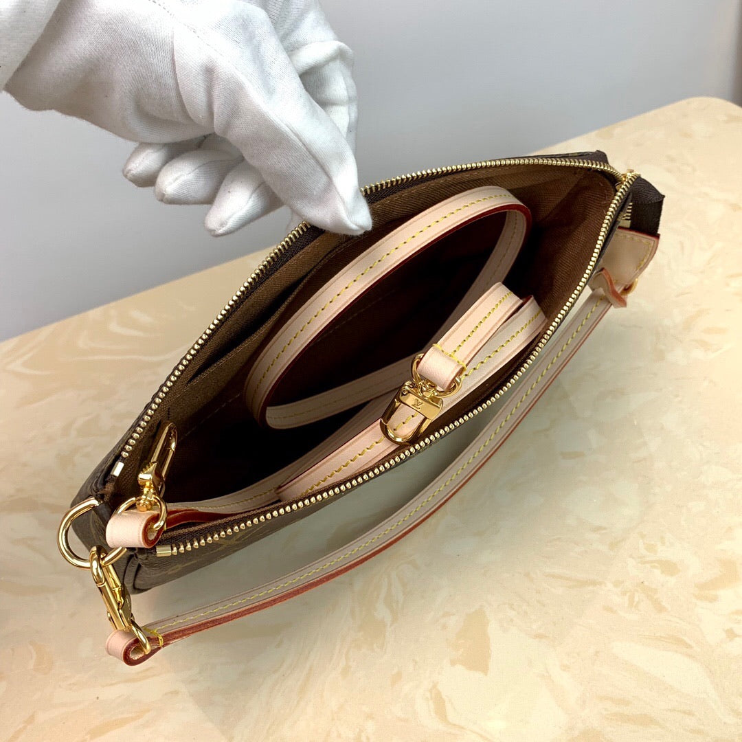 handbag with long hand short straps