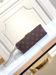 lock handbag white and brown