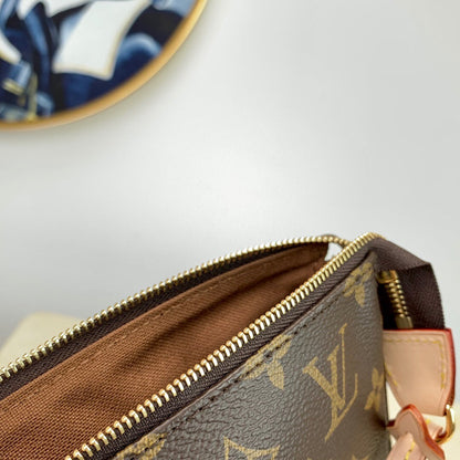 handbag with long hand short straps