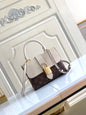 lock handbag white and brown