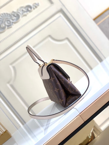 lock handbag white and brown