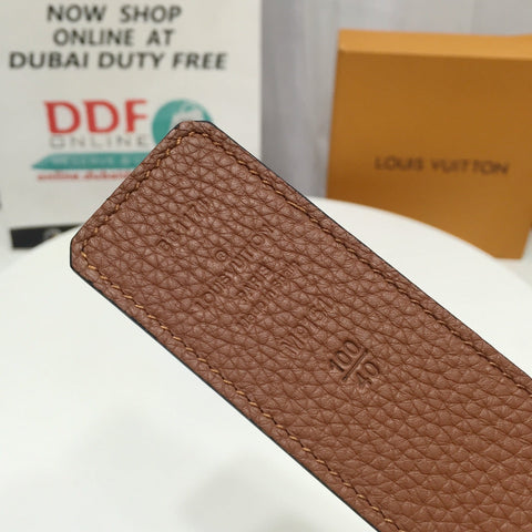 L V Belt - Brown & Gold