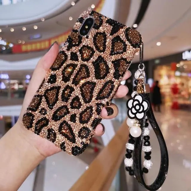 Leopard diamond phone case lbcase