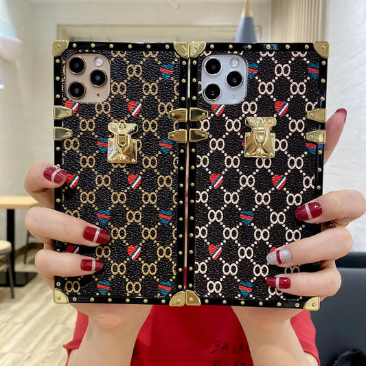Fashion Square Geometric Leather Case lbcase