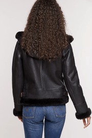 Amy Black Shearling Leather Jacket