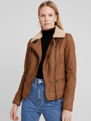Aviva Wool Collared Leather Jacket