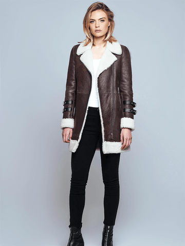 Chloe Brown Shearling Leather Jacket