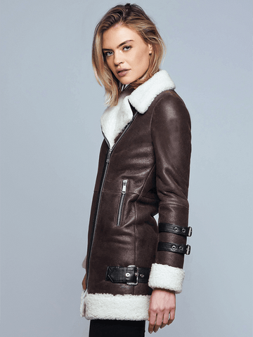 Chloe Brown Shearling Leather Jacket