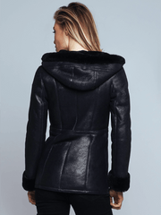 Claire Black Shearling Leather Jacket