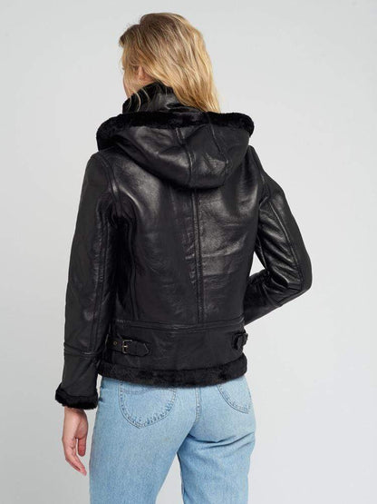 Delia Black Fur Shearling Jacket
