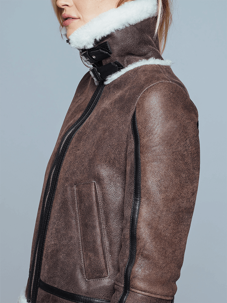 Hannah Brown Shearling Leather Jacket