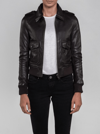 Nia Fur Collared Brown Leather Jacket