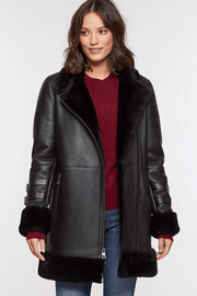 Siana Black Shearling Leather Jacket
