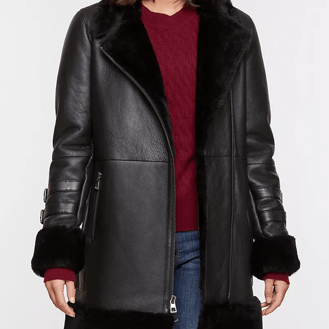 Siana Black Shearling Leather Jacket