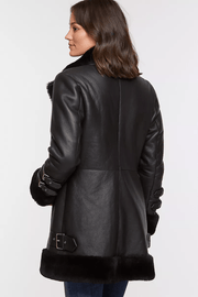 Siana Black Shearling Leather Jacket
