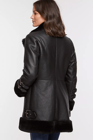 Siana Black Shearling Leather Jacket