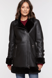 Siana Black Shearling Leather Jacket