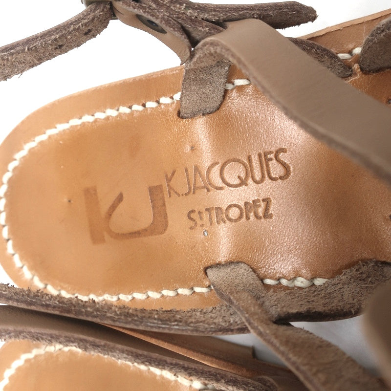 K.Jacques Homere Slingback Thong Sandals Taupe Leather Size 38