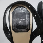 Christian Dior Platform Cut-Out Sandals Black Snakeskin & Patent Size 37.5