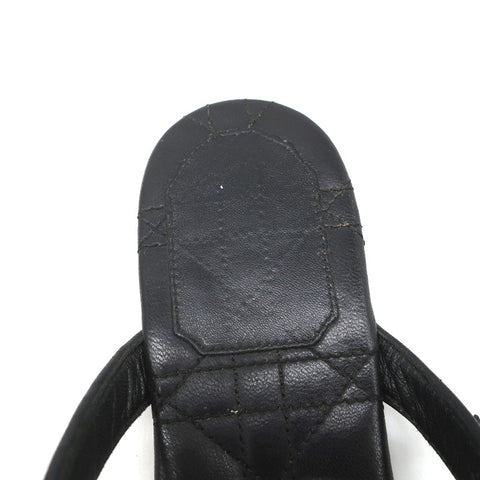 Christian Dior Cannage Thong Sandals Black Leather Size 35.5 Flat Slides