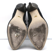 Sergio Rossi Studded Heel Booties Black Suede Size 38.5 Ankle Boots