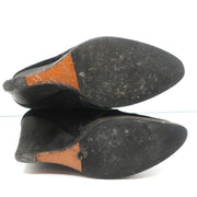 Givenchy Wedge Ankle Boots Black Buckled Suede Size 36.5 Pointed Toe