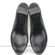 Saint Laurent Dance Ballet Flats Black Studded Leather Size 37.5