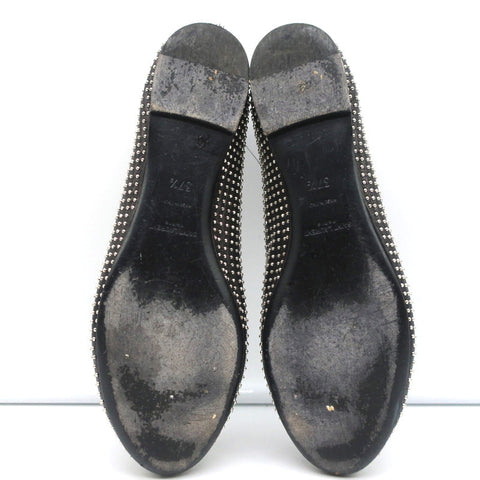 Saint Laurent Dance Ballet Flats Black Studded Leather Size 37.5