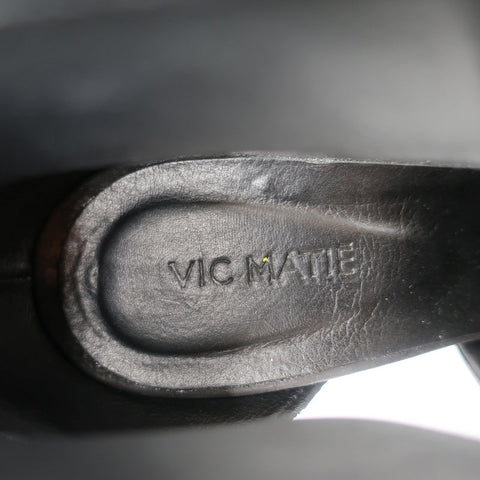 Vic Matie Metal Heel Pumps Black Nubuck & Silver Metallic Leather Size 37.5