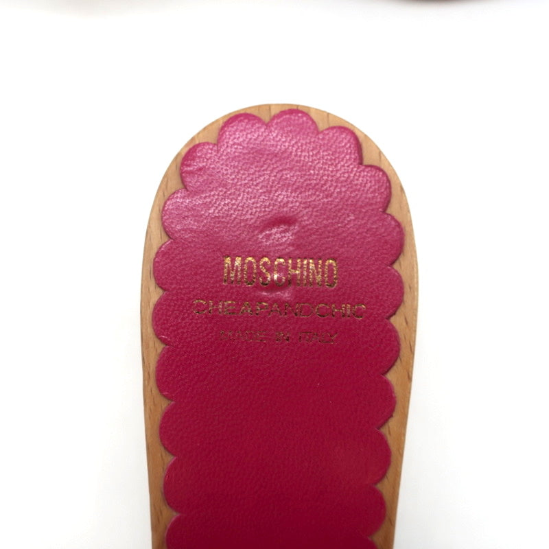Moschino Cheap and Chic Bow Clog Sandals Leopard Print Size 40 High Heel Slides