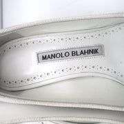 Manolo Blahnik Pumps Urgenzapla White Leather Size 36.5 Pointed Toe Heels