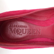 Alexander McQueen Sequin Skull Loafers Magenta Suede Size 37 Slip-On Flats