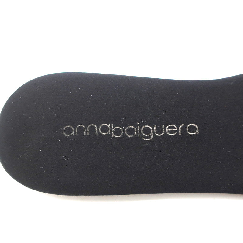 Anna Baiguera Crystal Fringe Slide Sandals Black Satin Size 38 Flat Mules
