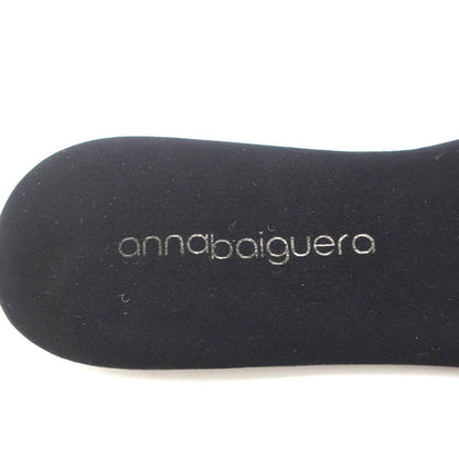 Anna Baiguera Crystal Fringe Slide Sandals Black Satin Size 38 Flat Mules