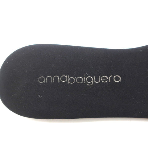 Anna Baiguera Crystal Fringe Slide Sandals Black Satin Size 38 Flat Mules