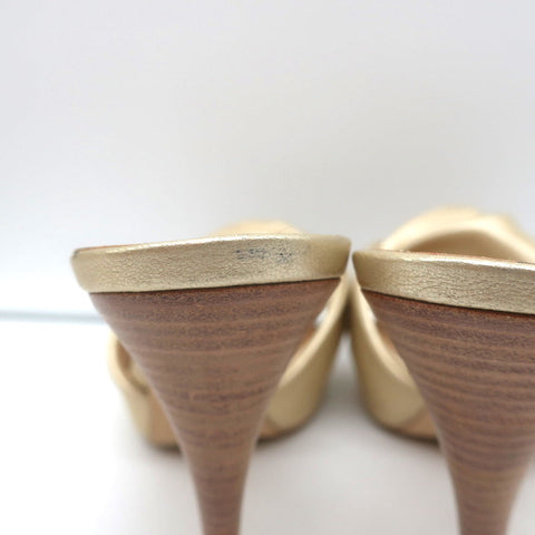 Giuseppe Zanotti Knotted Platform Mule Sandals Gold Metallic Leather Size 38.5