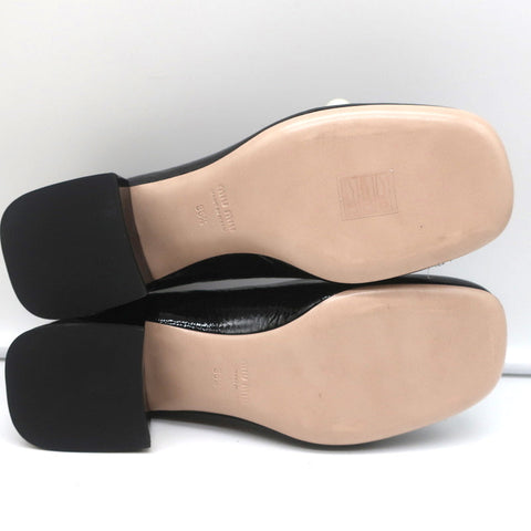 Miu Miu Chain Link Loafers Black Patent Leather Size 36.5 NEW