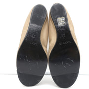 Lanvin Cap Toe Ballet Flats Taupe/Brown Two-Tone Leather Size 38.5