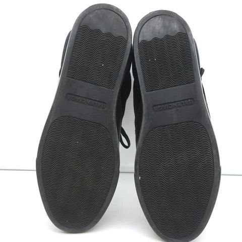 Balenciaga High Top Sneakers Black Leather & Velvet Size 40